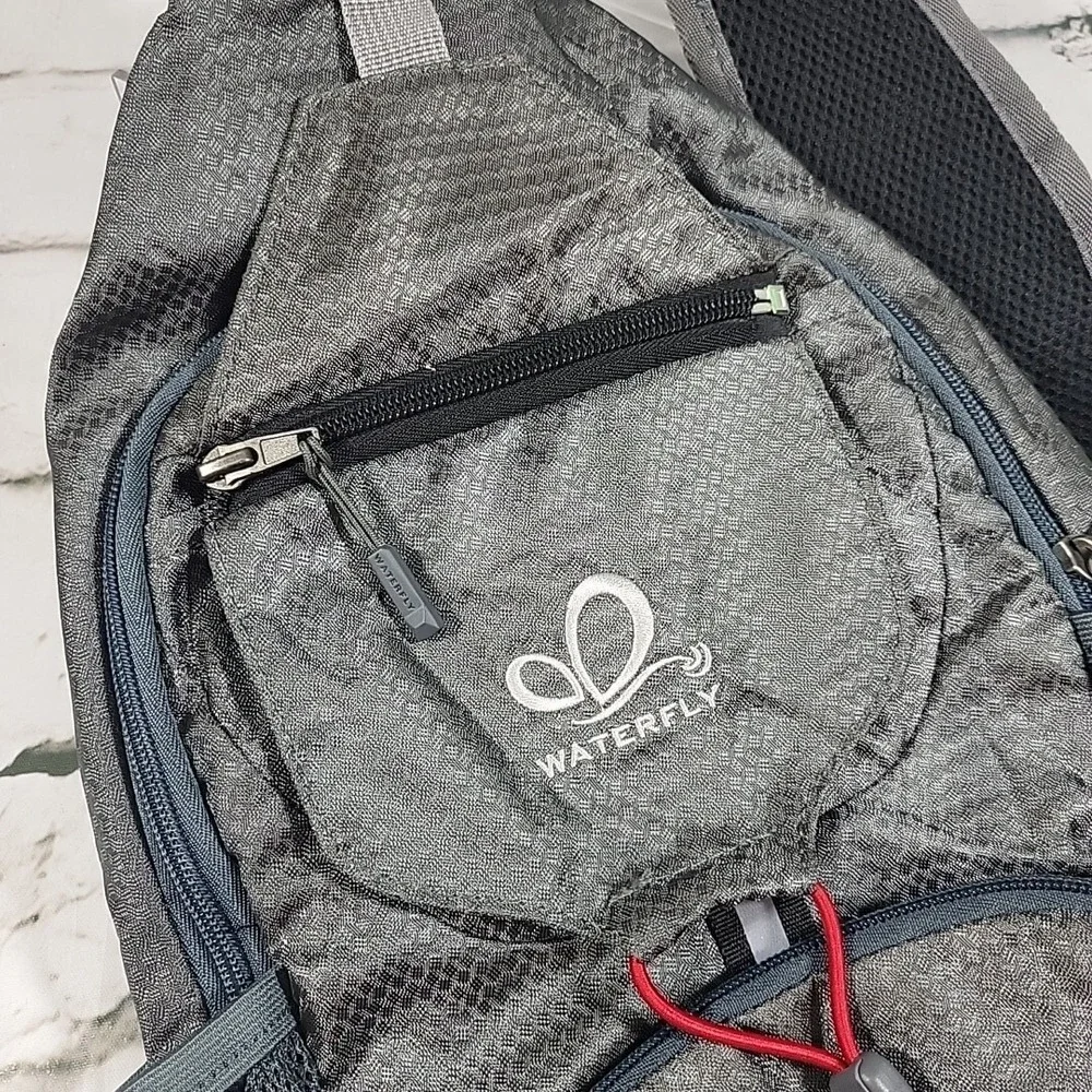 Waterfly Slight Crossbody Backpack Tote Bag Zippered‎ Pockets Gray Book Bag